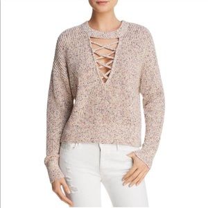 Splendid Lace Front Long Sleeve Sweater Large